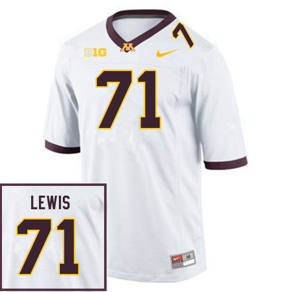 Men #71 Martes Lewis Minnesota Golden Gophers College Football Jerseys Sale-White - Click Image to Close